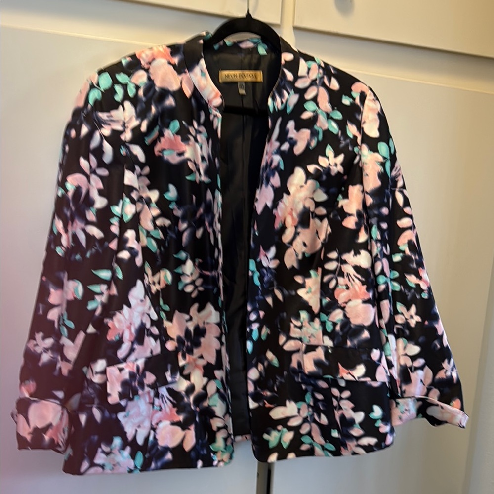 Nipon Boutique Black and Pink Floral Suit Jacket